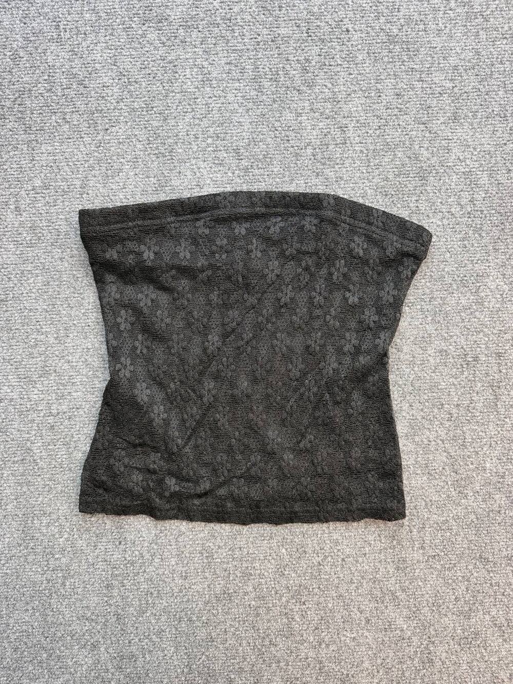 Joule Women's Black Strapless Tube Top Floral Textured Stretch Size 14